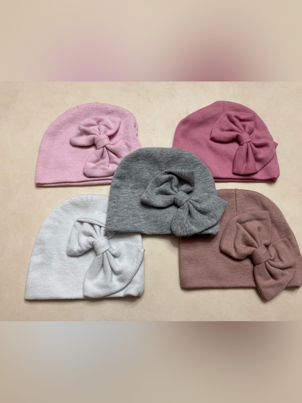 Baby’s Knit Bow Beanie Hat - Gray